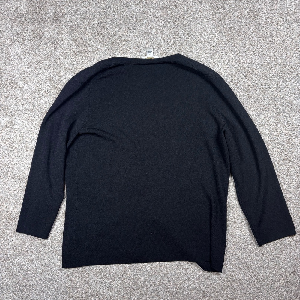 Talbots Sweater Cardigan Women’s Medium Black V-neck‎ 3/4 sleeves button Stretch - Picture 7 of 7